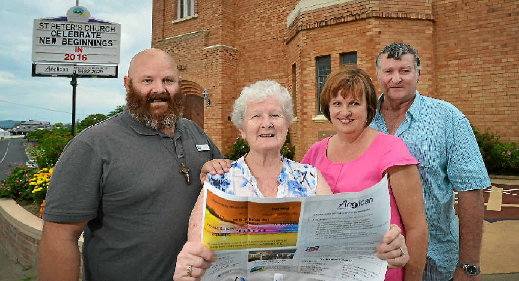 PLANNERS: Gympie Anglican Church and Region Mission Action Plan (MAP) 2015 – 2020 instigators include (from left) Reverend Andrew Cooper, peoples’ warden May Nash, music minister Leanne Goodall and church warden Neil Goodall. PLANNERS: Gympie Anglican Church and Region Mission Action Plan (MAP) 2015 – 2020 instigators include (from left) Reverend Andrew Cooper, peoples’ warden May Nash, music minister Leanne Goodall and church warden Neil Goodall.